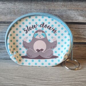 5/$20 Sloth Mini Coin Pouch Slow Down Sloth Change Purse Wallet Women Keyring